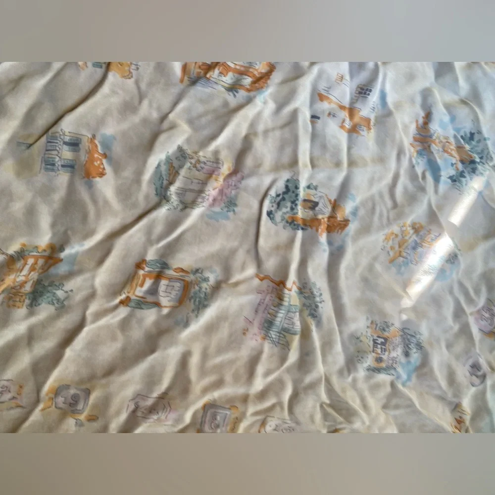 Daniel Hechter Paris silk Light Pastel Printed Square Scarf